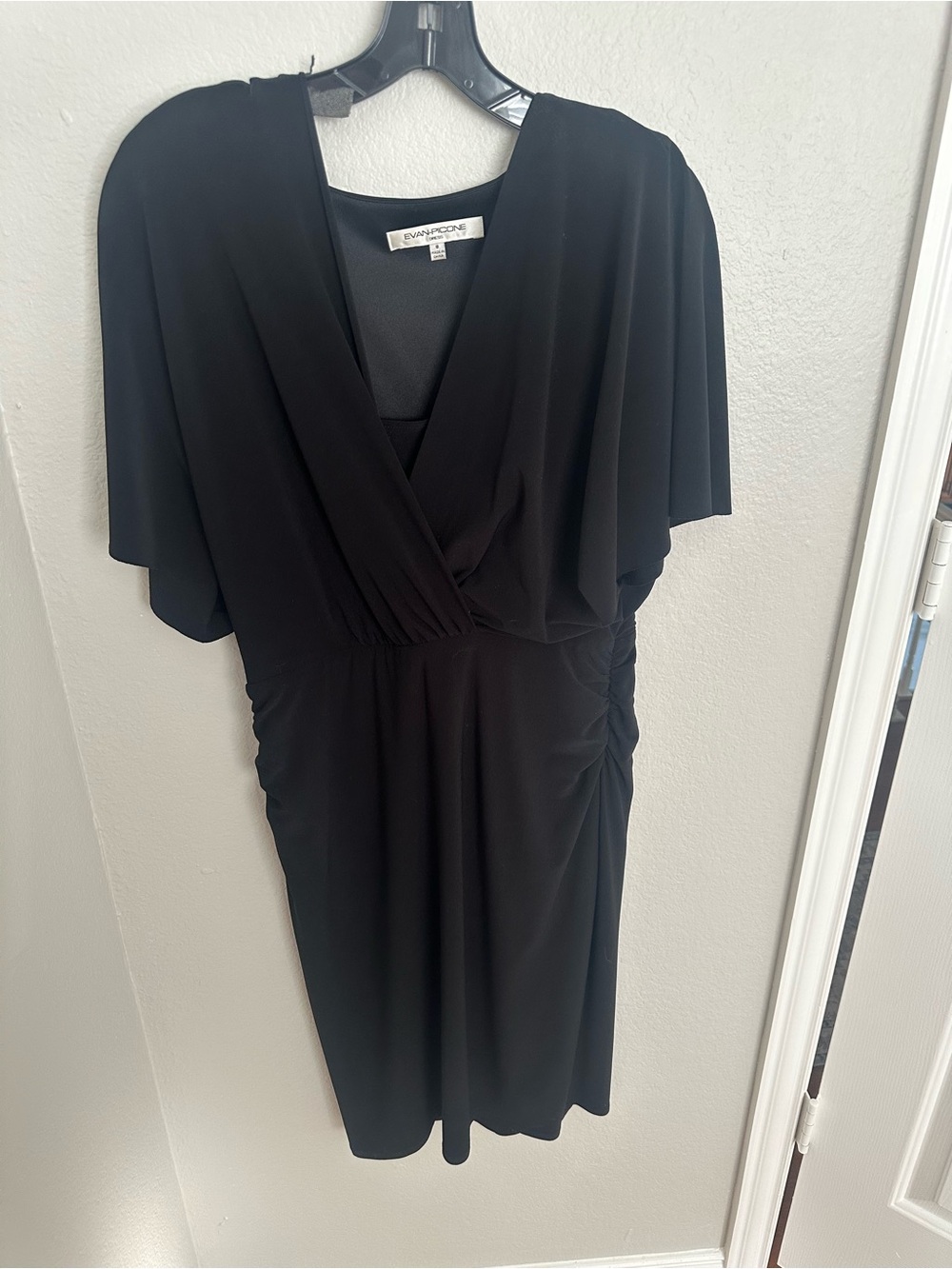Evan Picone Black Flutter Sleeve Midi Dress Size 8